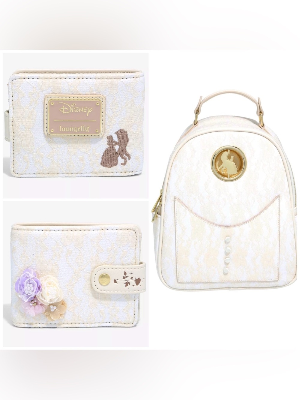 Loungefly Disney Beauty and the Beast Lace Mini Backpack and Wallet